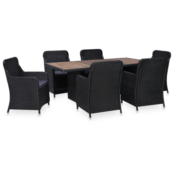 Set Mobilier De Exterior 7 Piese Negru Poliratan 3057804